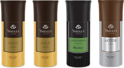 

Yardley 2 Gold and 1 Adventure and 1 Arthur Deo Combo Pack of 4 Deodorant Spray - For Men(150 ml, Pack of 4)