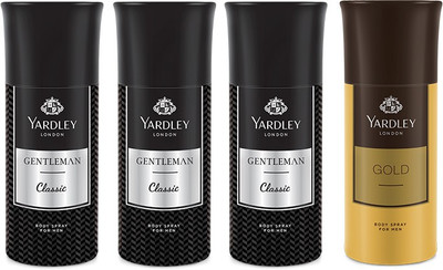 

Yardley 3 Gentlemen and 1 Gold Deo Combo Pack of 4 Deodorant Spray - For Men(150 ml, Pack of 4)