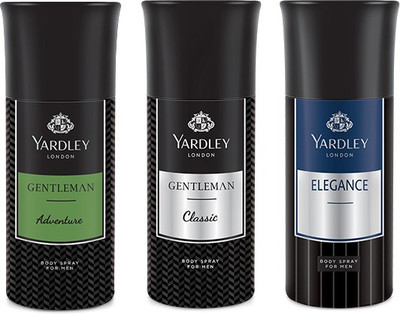 

Yardley 1 Adventure and 1 Gentlemen and 1 Elegance Deo Combo Pack of 3 Deodorant Spray - For Men(150 ml, Pack of 3)