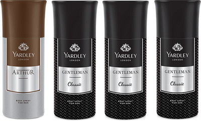 

Yardley 1 Arthur and 3 Gentlemen Deo Combo Pack of 4 Deodorant Spray - For Men(150 ml, Pack of 4)
