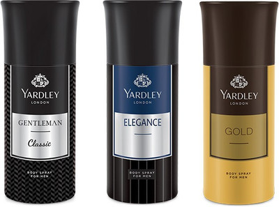 

Yardley 1 Gentlemen and 1 Elegance and 1 Gold Deo Combo Pack of 3 Deodorant Spray - For Men(150 ml, Pack of 3)