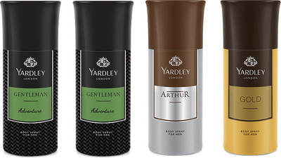 

Yardley 2 Adventure and 1 Arthur and 1 Gold Deo Combo Pack of 4 Deodorant Spray - For Men(150 ml, Pack of 4)