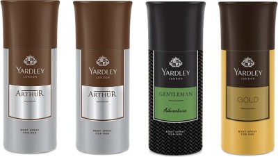 

Yardley 2 Arthur and 1 Adventure and 1 Gold Deo Combo Pack of 4 Deodorant Spray - For Men(150 ml, Pack of 4)