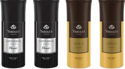 

Yardley 2 Gentlemen and 2 Gold Deo Combo Pack of 4 Deodorant Spray - For Men(150 ml, Pack of 4)