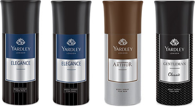 

Yardley 2 Elegance and 1 Arthur and 1 Gentlemen Deo Combo Pack of 4 Deodorant Spray - For Men(150 ml, Pack of 4)