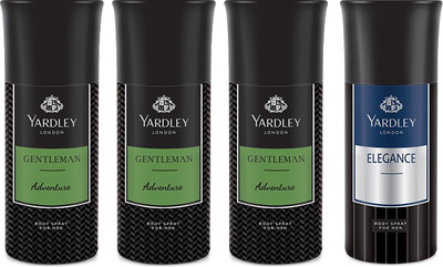 

Yardley 3 Adventure and 1 Elegance Deo Combo Pack of 4 Deodorant Spray - For Men(150 ml, Pack of 4)