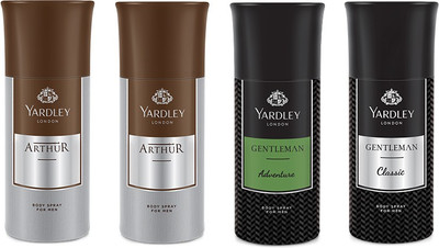 

Yardley 2 Arthur and 1 Adventure and 1 Gentlemen Deo Combo Pack of 4 Deodorant Spray - For Men(150 ml, Pack of 4)