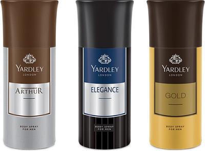 

Yardley 1 Arthur and 1 Elegance and 1 Gold Deo Combo Pack of 3 Deodorant Spray - For Men(150 ml, Pack of 3)