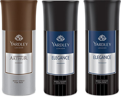 

Yardley 1 Arthur and 2 Elegance Deo Combo Pack of 3 Deodorant Spray - For Men(150 ml, Pack of 3)