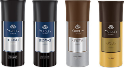 

Yardley 2 Elegance and 1 Arthur and 1 Gold Deo Combo Pack of 4 Deodorant Spray - For Men(150 ml, Pack of 4)