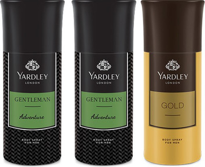 

Yardley 2 Adventure and 1 Gold Deo Combo Pack of 3 Deodorant Spray - For Men(150 ml, Pack of 3)