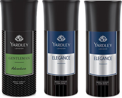 

Yardley 1 Adventure and 2 Elegance Deo Combo Pack of 3 Deodorant Spray - For Men(150 ml, Pack of 3)