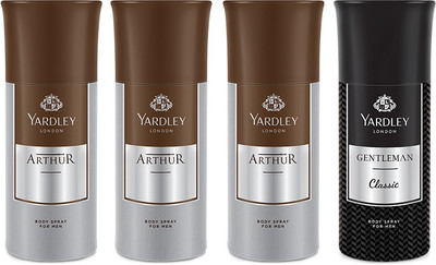 

Yardley 3 Arthur and 1 Gentlemen Deo Combo Pack of 4 Deodorant Spray - For Men(150 ml, Pack of 4)