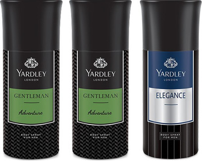 

Yardley 2 Adventure and 1 Elegance Deo Combo Pack of 3 Deodorant Spray - For Men(150 ml, Pack of 3)