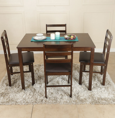 HomeTown Bolton Solid Wood 4 Seater Dining Set(Finish Color - Dark Walnut)