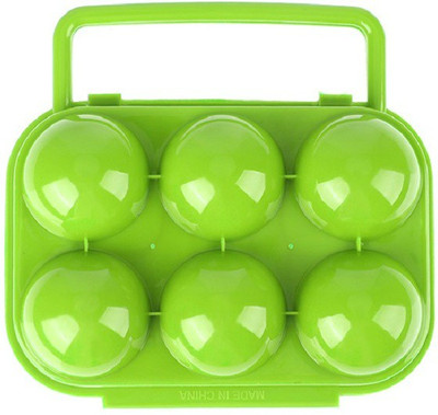 

ShopAis Portable Folding Plastic Storage Holder - half dozen Plastic Egg Container Plastic Egg Separator(Green, Pack of 1)