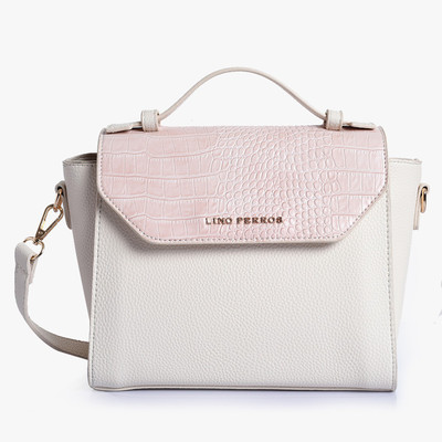 

Lino Perros Shoulder Bag(White, Pink), Pink;white