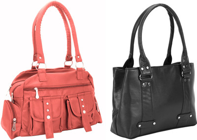 

Lady bar Shoulder Bag(Pink, Black), Black;pink