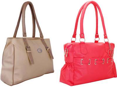 

Lady bar Shoulder Bag(Tan, Pink), Pink;tan