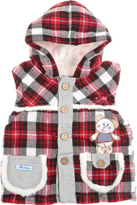 

Zonko Style Sleeveless Checkered Baby Boys & Baby Girls Jacket, Red