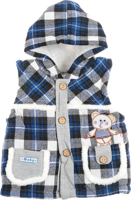 

Zonko Style Sleeveless Checkered Baby Boys & Baby Girls Jacket, Blue