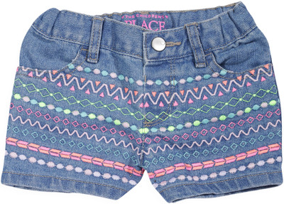

The Children's Place Short For Girl's Casual Embriodered Cotton(Blue, Pack of 1, 767