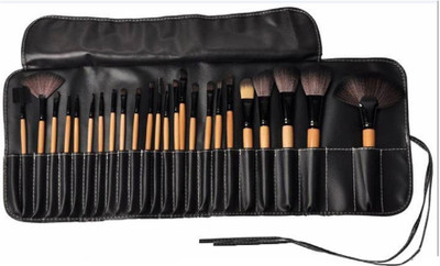 

Icable Icable Professional Wood Make Up Brushes Sets With Leather Storage Pouch - 24 Pcs (Black)