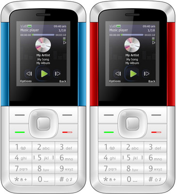I Kall K5310 Combo of Two Mobile(White Blue, White Red)