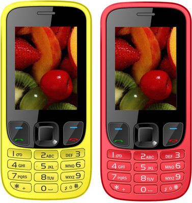I Kall K6303 Combo of Two Mobile(Yellow, Red)