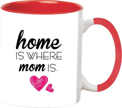 

Ashvah Home Is Where Mom Is Ceramic Mug(350 ml), Red