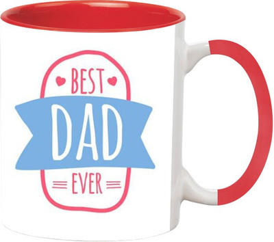 

Ashvah Best Dad Ever Ceramic Mug(350 ml), Red
