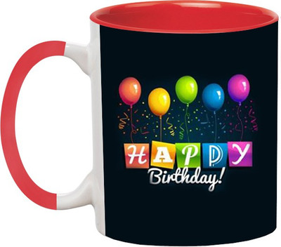 

Ashvah Happy Birthday 1373 Ceramic Mug(350 ml), Red