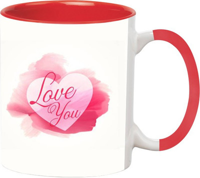 

Ashvah Love You Ceramic Mug(350 ml), Red