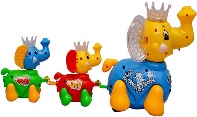 

Zurie Toy Collection 3 In 1 Musical Elephant Family toy, with Light(Multicolor)