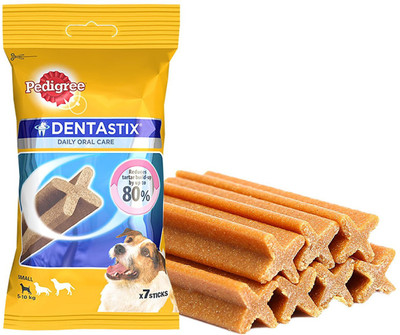 

Pedigree Daily Oral care Denta Stix Small Dog Treat For Fresh Breath (7 in 1) Pack of 5) By Pawsitively Pet Care Chicken Dog Treat(450 g, Pack of 5)