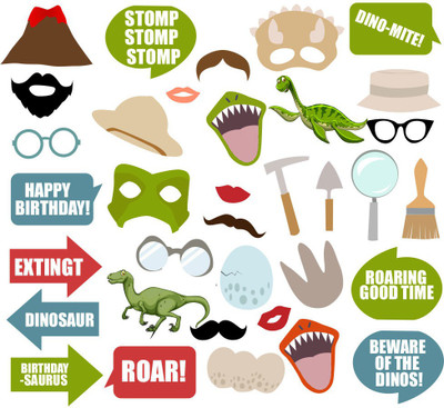 PARTY PROPZ PHOTOBOOTH PROPS PACK OF 35/DINOSAUR PARTY DECORATION/DINOSAUR PARTY SUPPLIES/DINOSAUR PARTY ACCESSORIES Photo Booth Board(Birthday, Party)