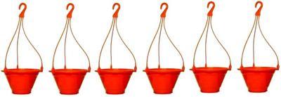 

Truphe Garden Hanging Pot (Pack Of 6) - Red Plant Container Set(Plastic)