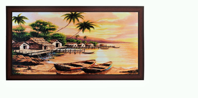 

Sparkle Print Beautiful Painting Photo In Brown Wooden Frame Big Fine Art Print(12 inch X 22 inch)