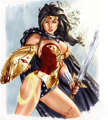 

Akhuratha -amazon-comics-dc-comics-heroine-illustrations-penichetuperheroesword-andhield-women-wonder-woman Wall Poster Paper Print(12 inch X 18 inch, Rolled)