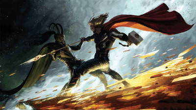 

Akhuratha comics-thor-loki-marvel Wall Poster Paper Print(12 inch X 18 inch, Rolled)