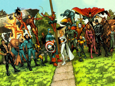 

Akhuratha -captain-america-comics-cyclops-emma-frost-fantastic-four-hank-mccoy-beast-iron-man-marvel-marvel-comicspider-manpider-womanteve-mcniven-the-avengers-thing-ben-grimm-wolverine-x-men Wall Poster Paper Print(12 inch X 18 inch, Rolled)