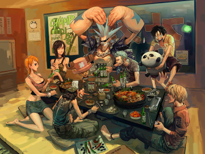 

Akhuratha Anime monkey-d-luffy-nami-one-piece-nico-robin-one-piece-roronoa-zoro-sanji-one-piece-soju-tony-tony-chopper-usopp Wall Poster Paper Print(12 inch X 18 inch, Rolled)