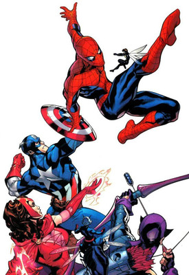 

Akhuratha comics-captain-americapider-man-hawkeye Wall Poster Paper Print(12 inch X 18 inch, Rolled)