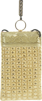

Bagaholics Ethnic Raw Silk Saree Clucth Waist Clip Ladies Pouch Mobile Pouch(Gold)