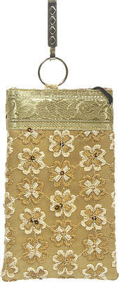 

Bagaholics Ethnic Raw Silk Saree Clucth Waist Clip Ladies Pouch Mobile Pouch(Gold)