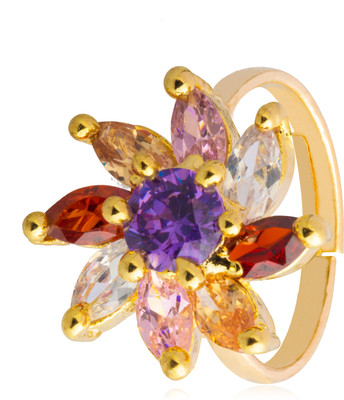 Shining Jewel Eternal Valentine Brass Cubic Zirconia Gold Plated Ring