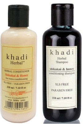 

Khadi Herbal Hair Combo of Shikakai & Honey Shampoo & Conditioner Pack (SLS - Paraben Free)(420 ml)