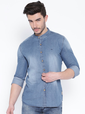 

Flying Machine Men's Solid Casual Blue Shirt