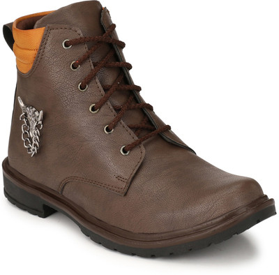 

OLADIN Mens Heavy Artificial Leather Boots in BEIGE/BROWN (NHT-30006) Boots For Men(Beige, Brown