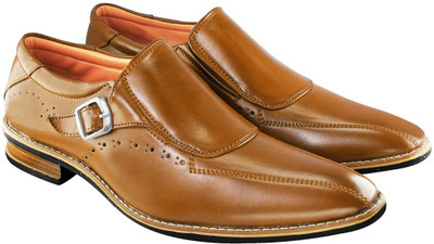 Blinder Tan Men's 100% original PU Monk Strap Formal shoes Monk Strap For Men(Tan